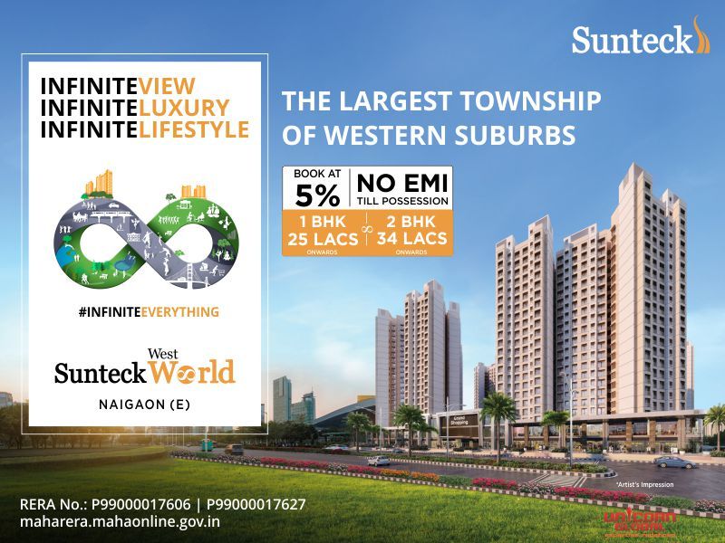 Book at 5% and no EMI till possession at Sunteck West World in Mumbai
